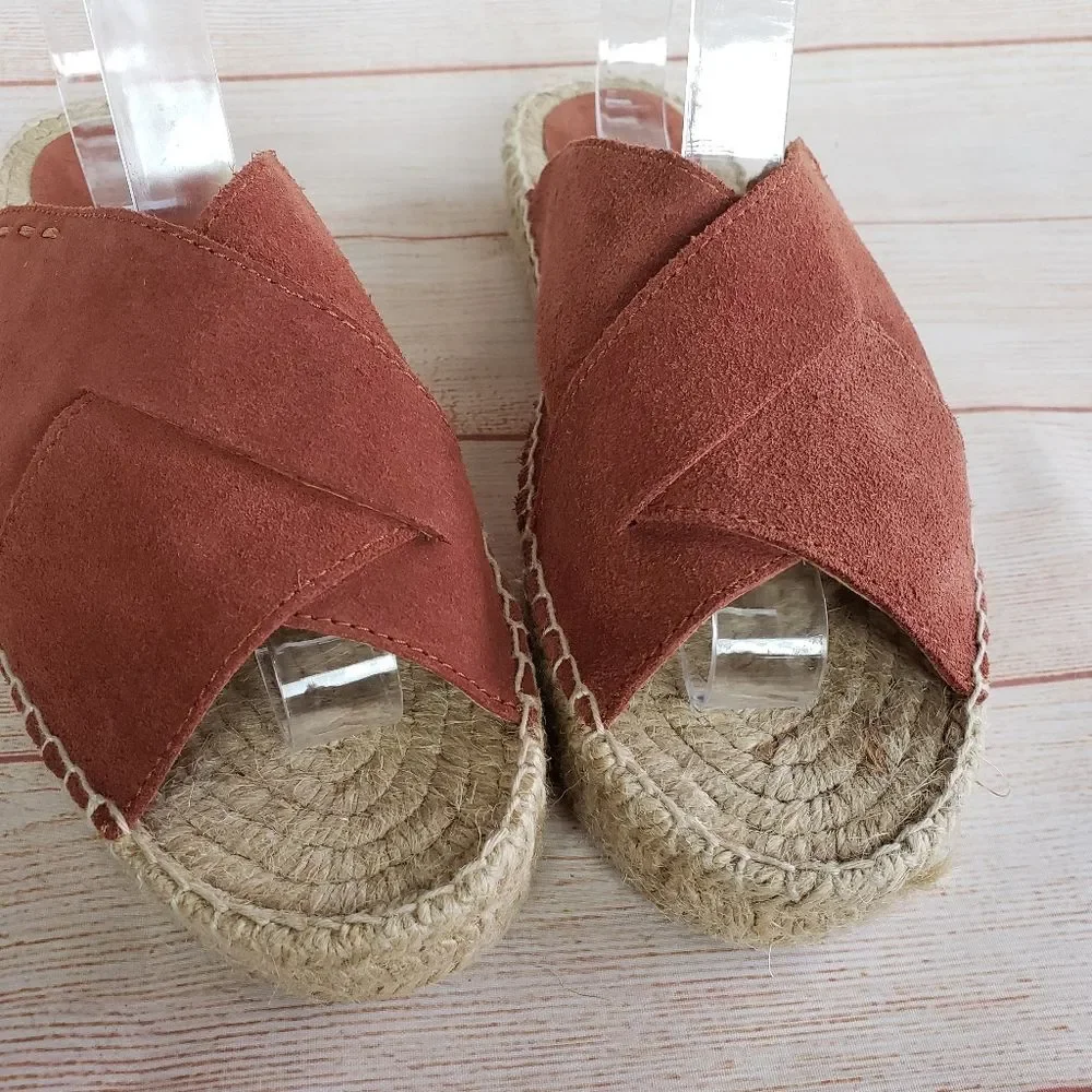 Free People Tuscan Suede Espadrille Sandal Slides in Rust